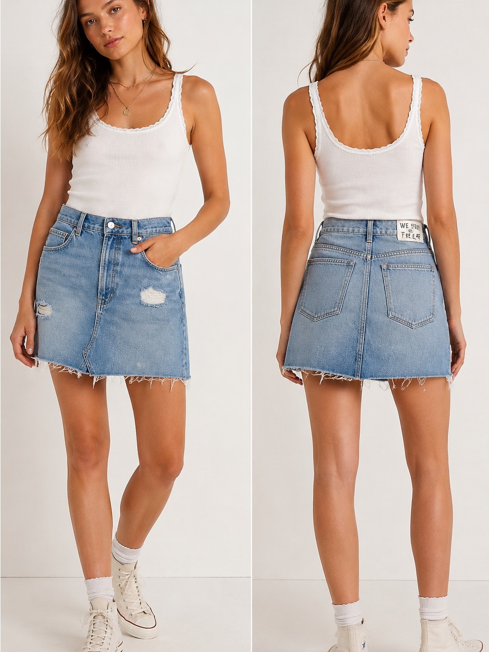We The Free Hallie Denim Mini Skirt Distressed Size30